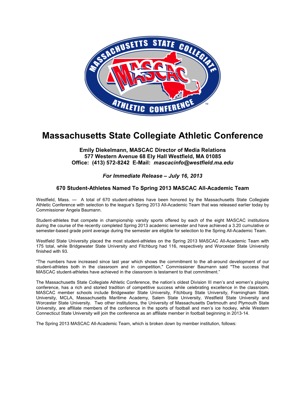 Massachusetts State Collegiateathletic Conference