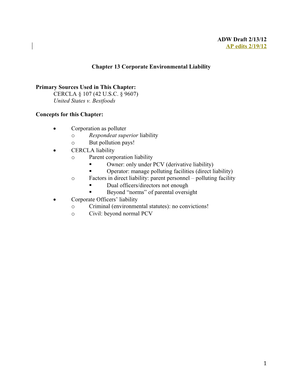 Chapter 13 Corporate Environmental Liability