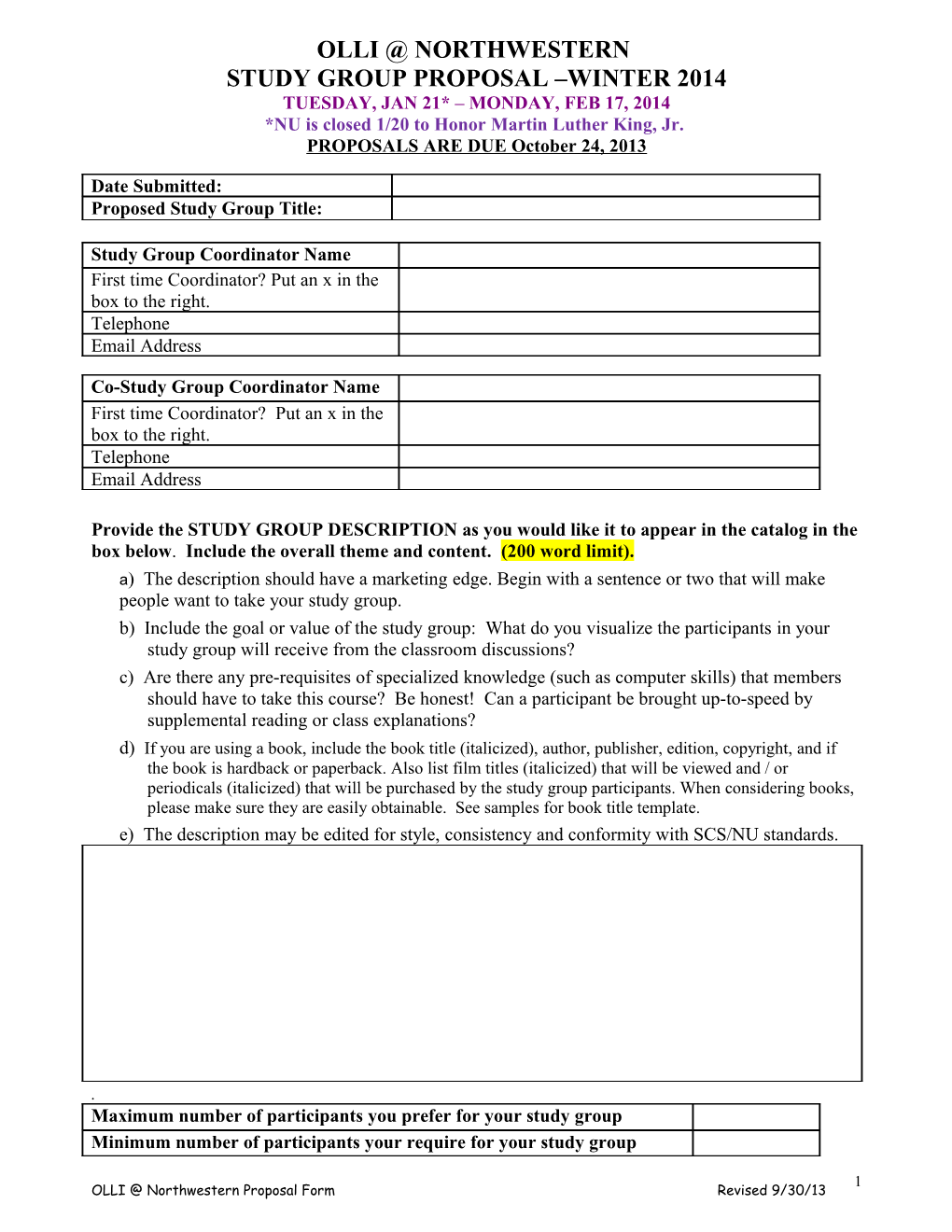 Course Proposals for the Spring 2001 Semester Are Due______