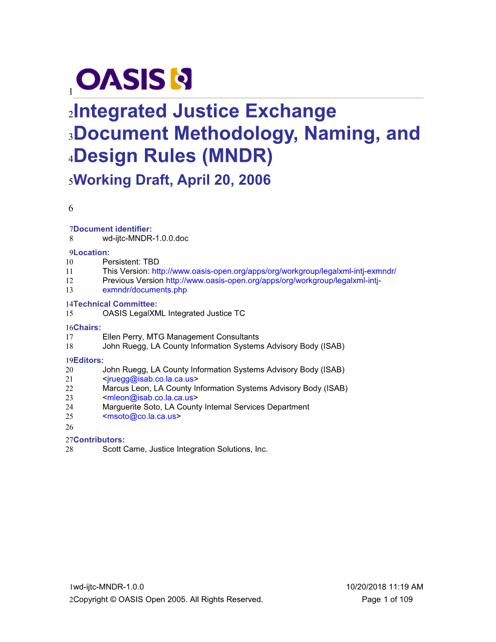 Integrated Justice Exchange Document Methodology, Naming, and Design Rules (MNDR)