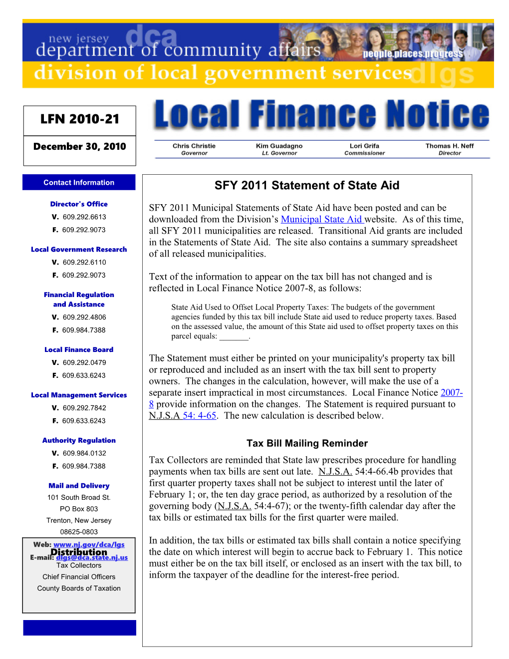Local Finance Notice 2010-21December 30, 2010Page 1