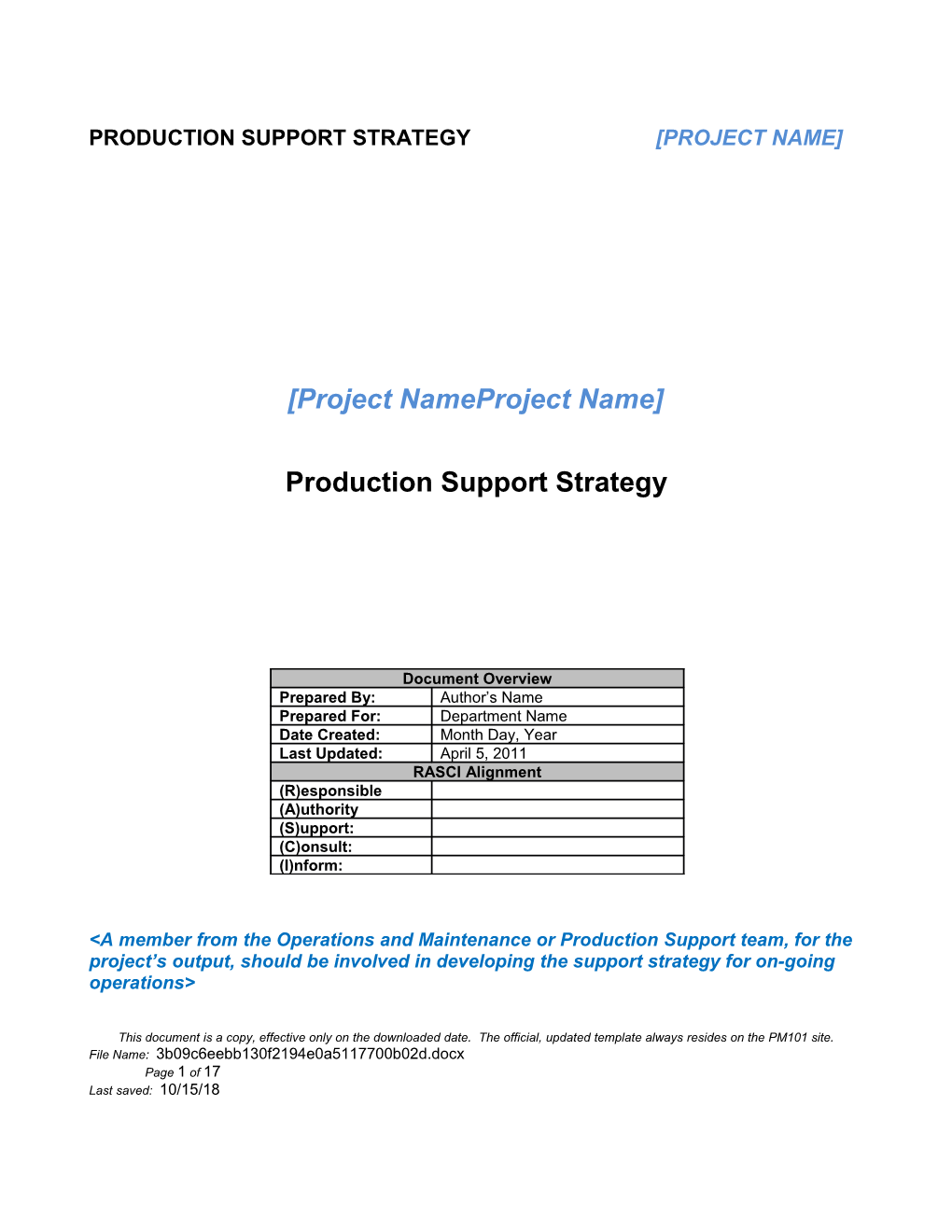 TST-MAND-Production Support Strategy