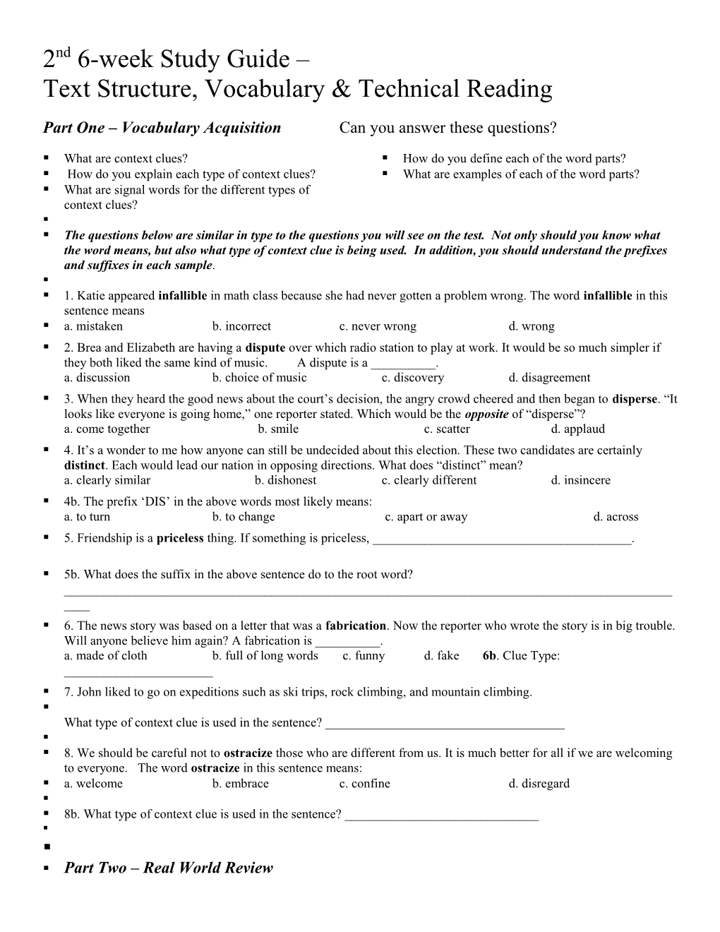 Text Structure, Vocabulary & Technical Reading