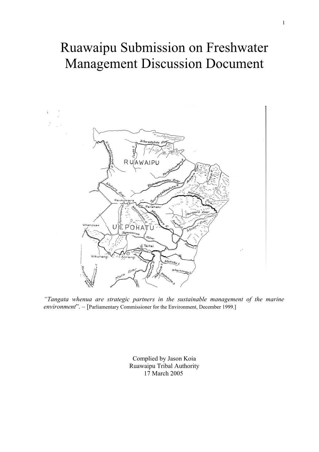 Submission on Freshwater Management Discussion Document