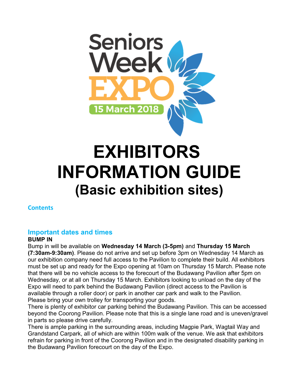 EXHIBITORS INFORMATION GUIDE (Basic Exhibition Sites)