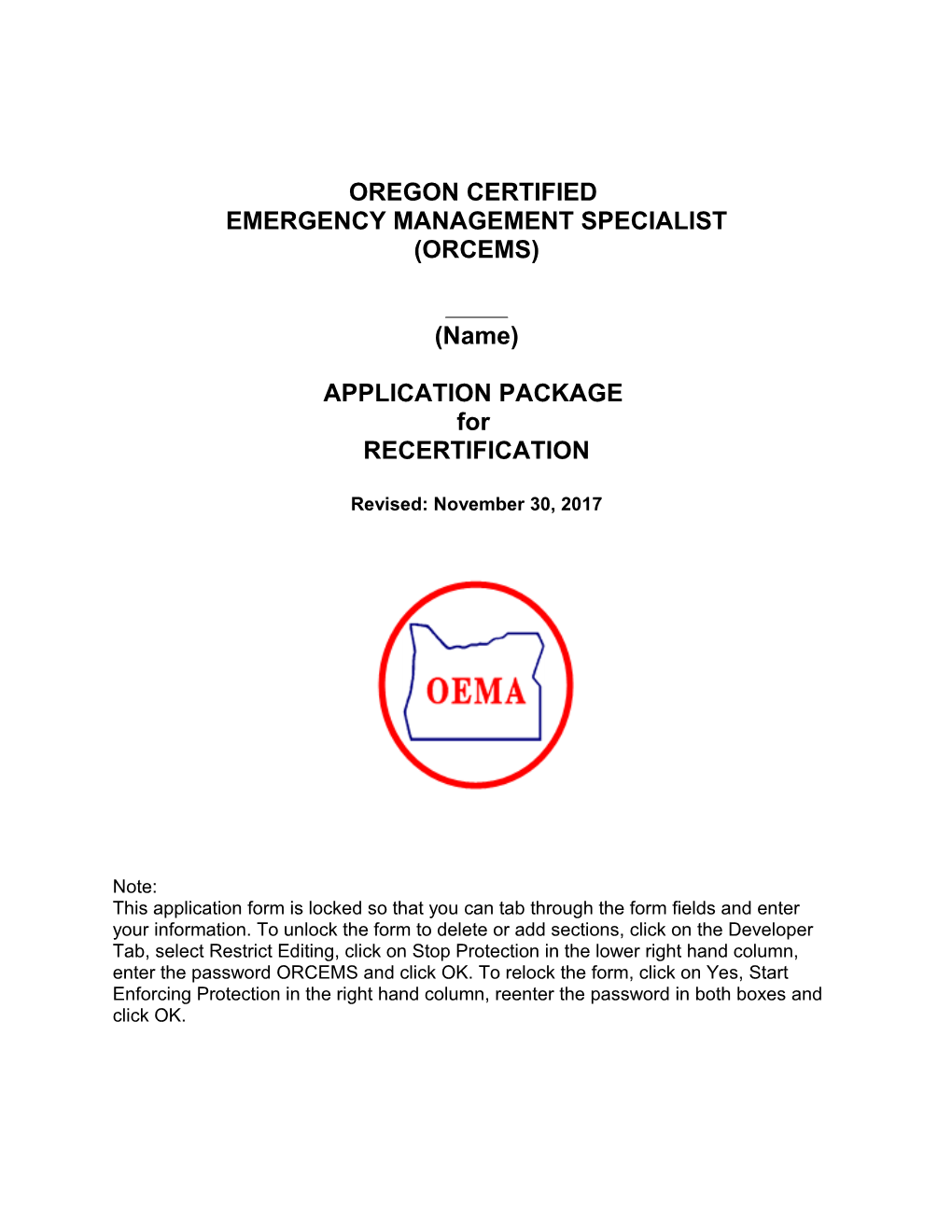 Oregon Certified Emergency Management Specialist