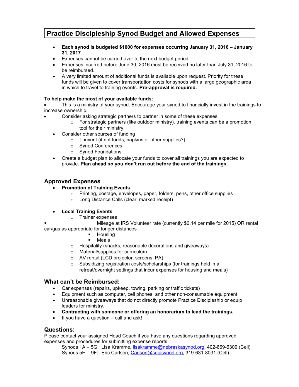 Practice Discipleship Expense Form