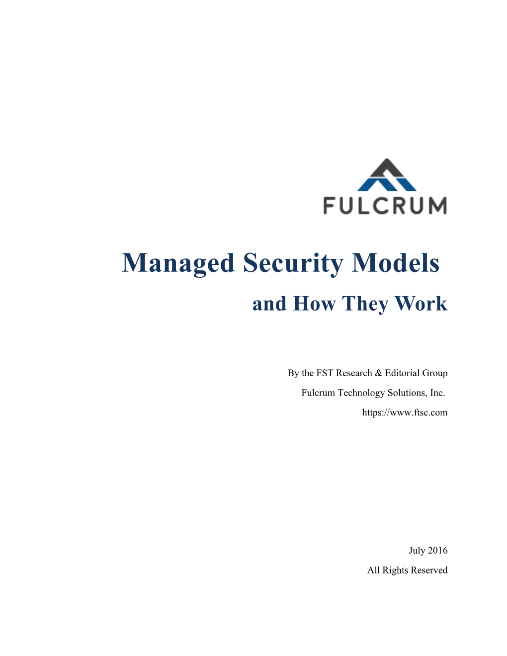 Managed Security Models and How They Work