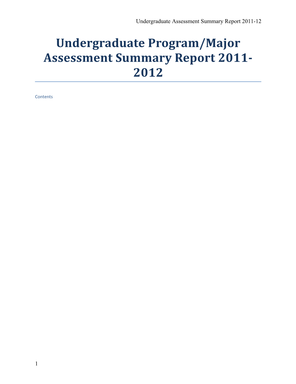 Undergraduate Assessment Summary Report 2011-12
