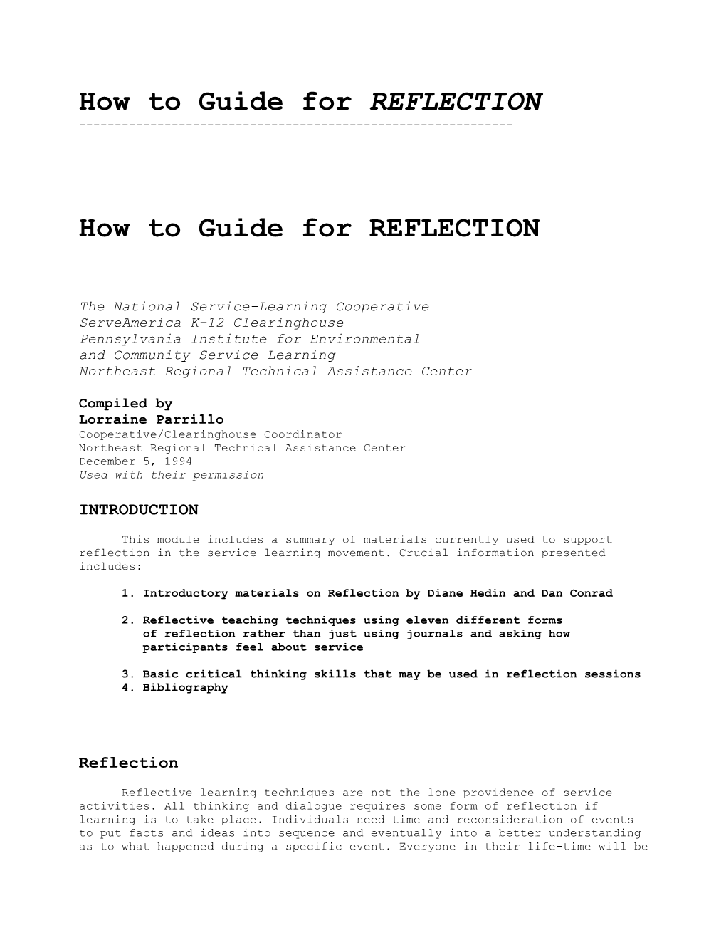 How to Guide For: REFLECTION