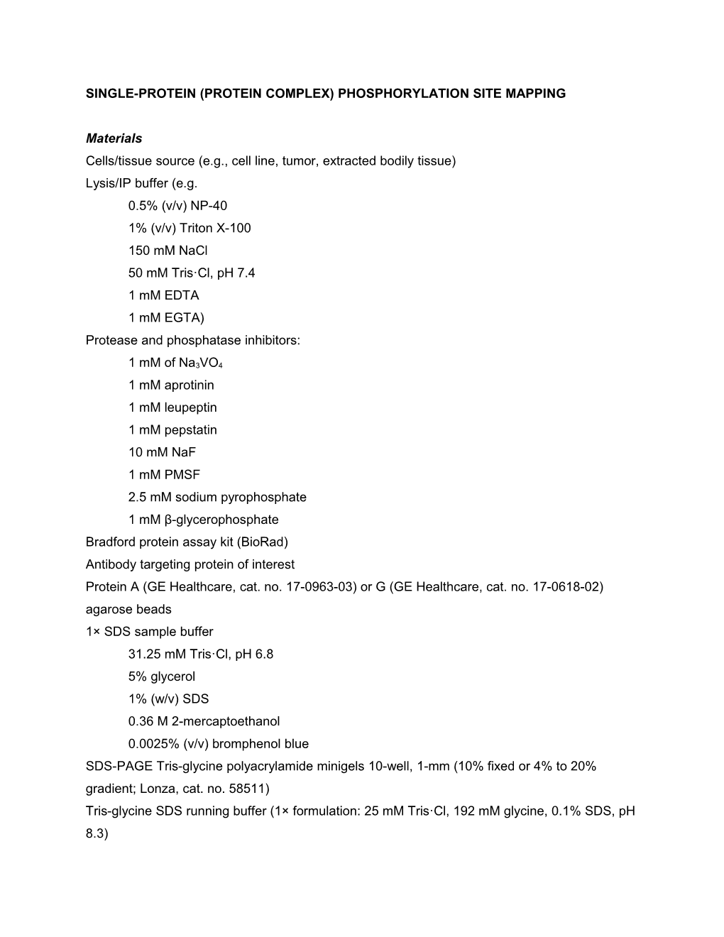 Single-Protein (Protein Complex) Phosphorylation Site Mapping