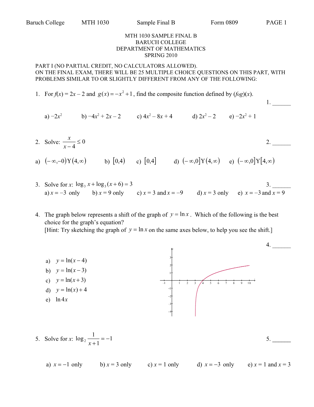 Math 1030 Final Exam