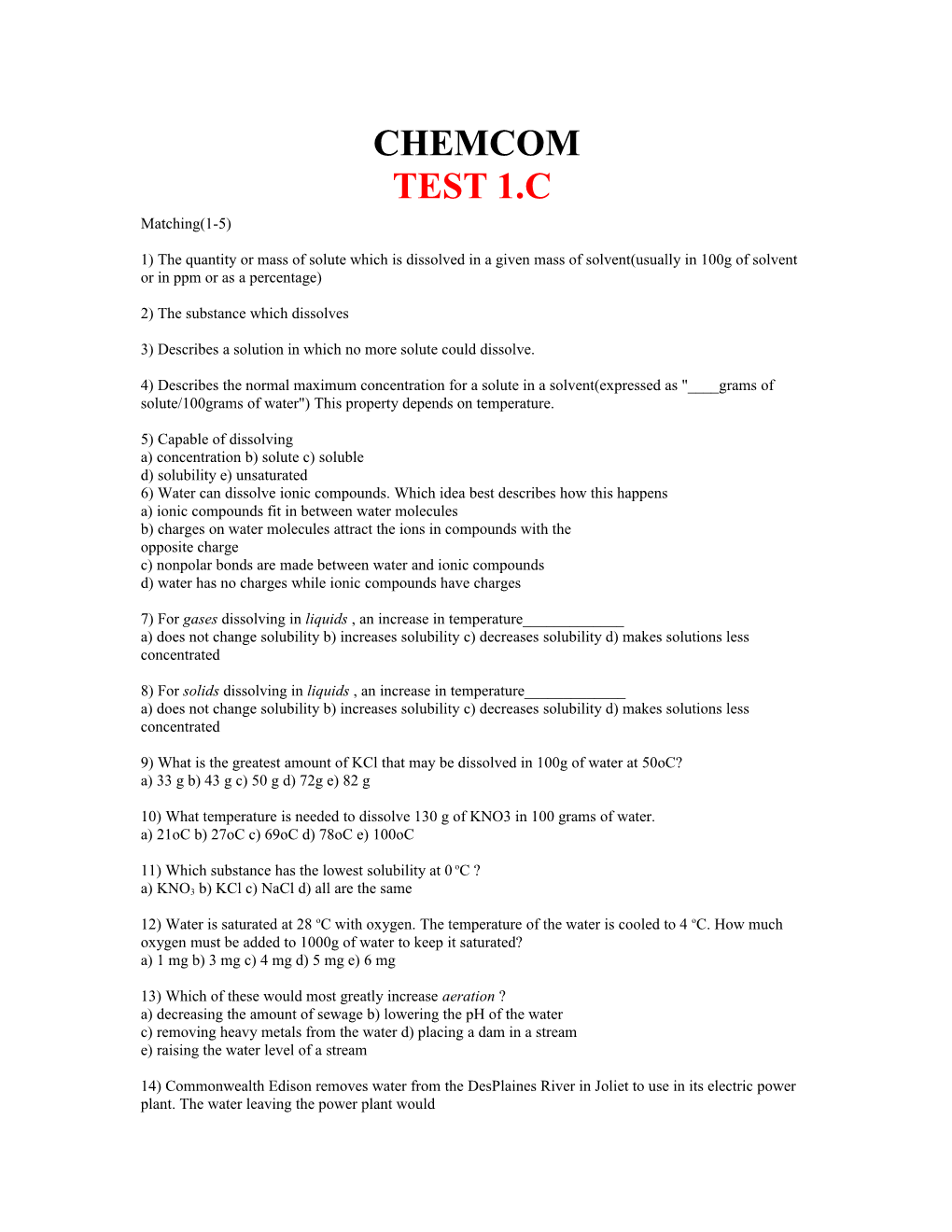Chemcom Test 1.C