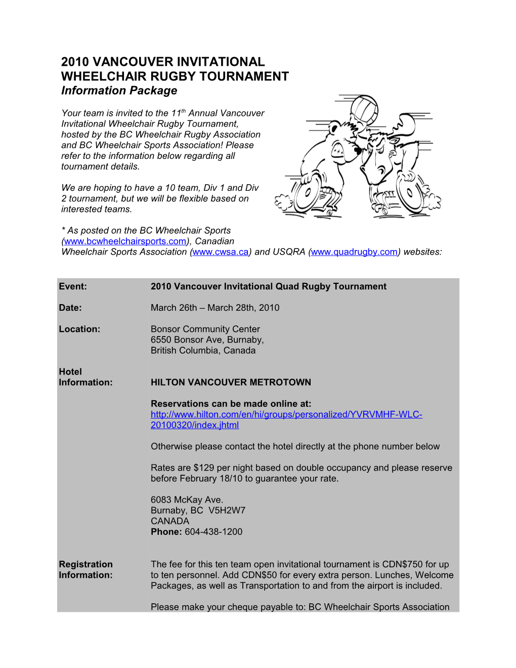 2002 Vancouver Invitational Quad Rugby Tournament