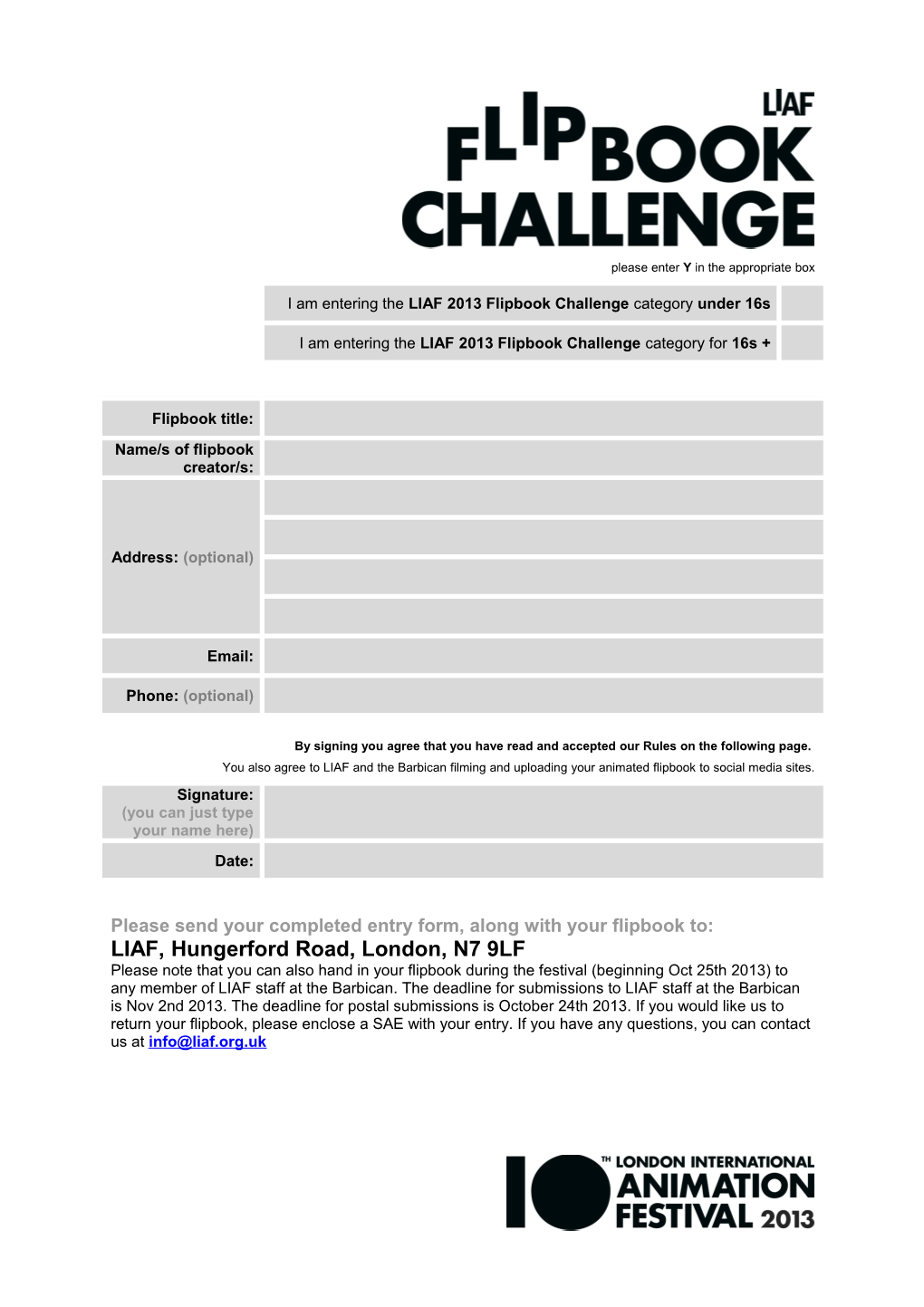 I Am Entering the LIAF 2012 Flipbook Challenge, Category for Under 15S