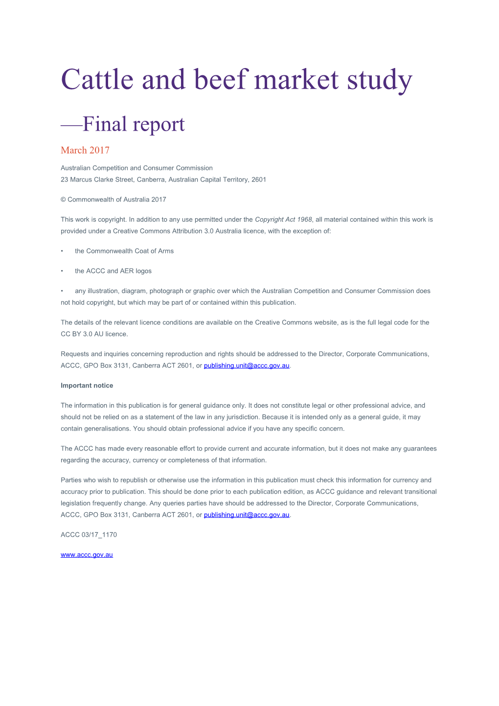 Cattle and Beef Market Study