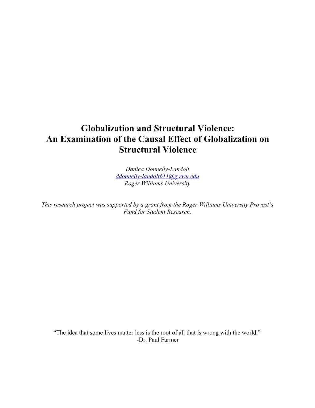 Globalization and Structural Violence