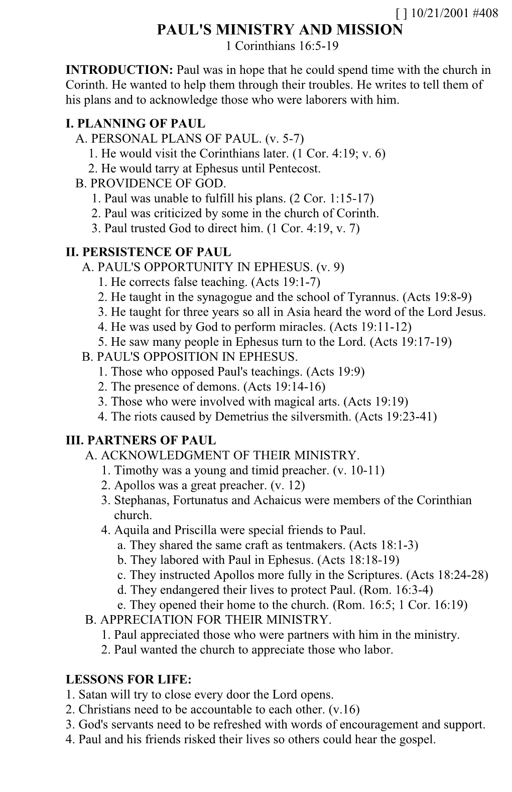 Paul's Ministry and Mission