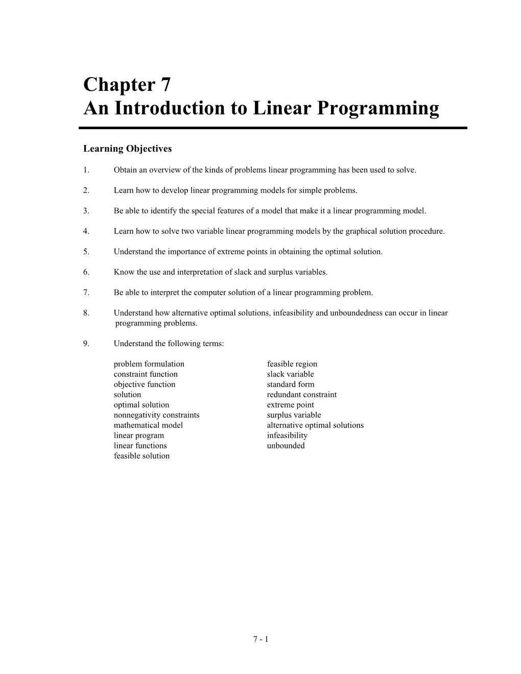 An Introduction to Linear Programming