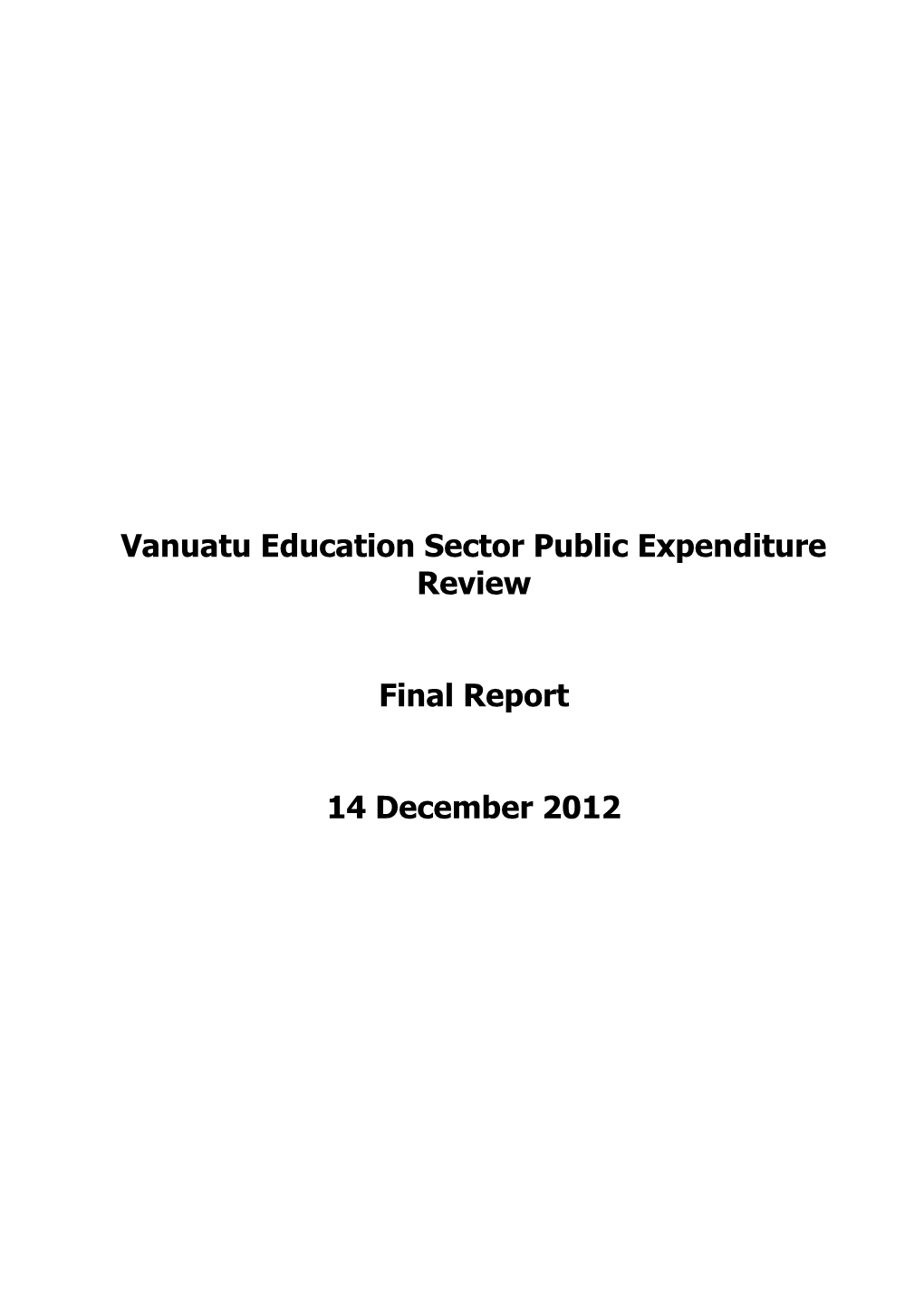 Vanuatu Education Sector Public Expenditure Review