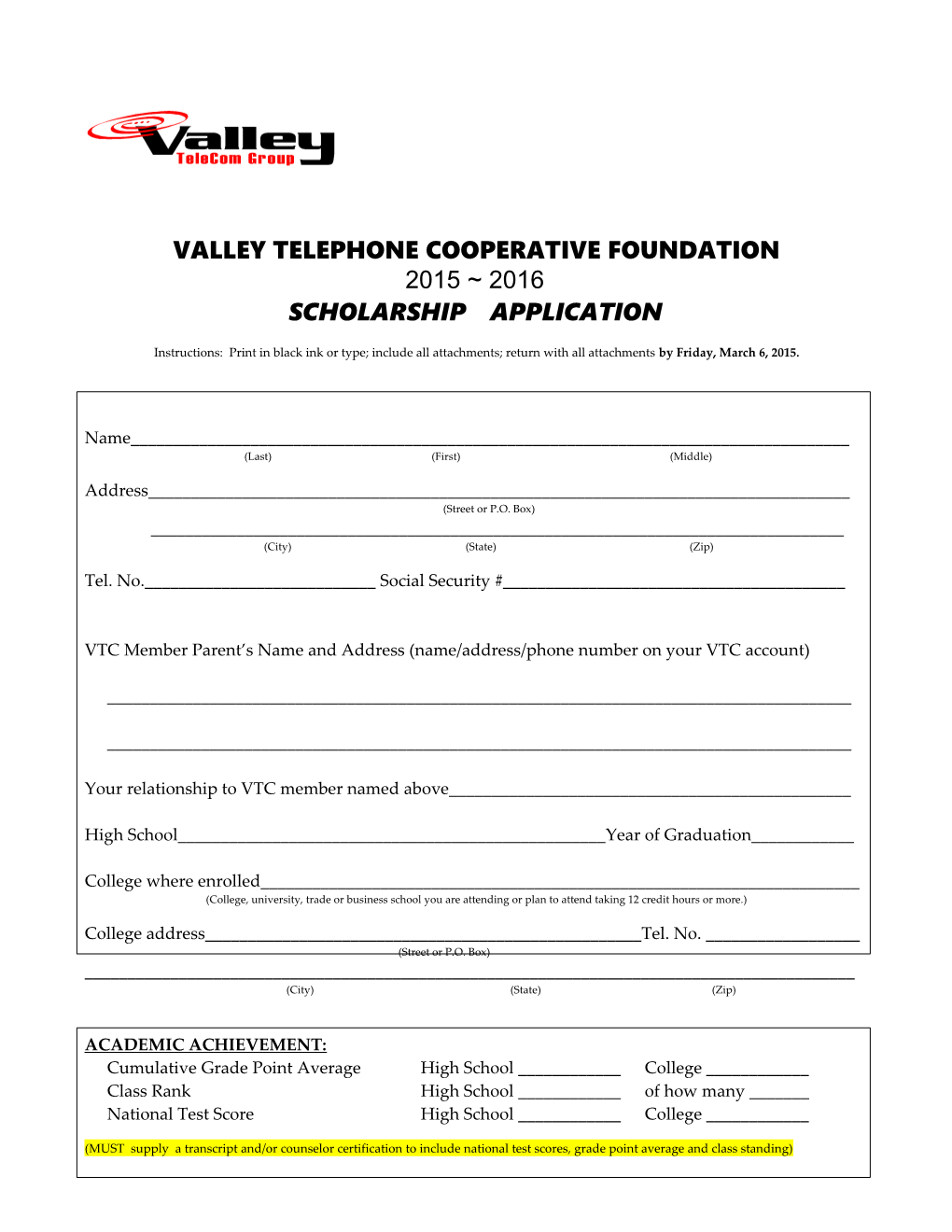 Valley Telephone Cooperative Foundation