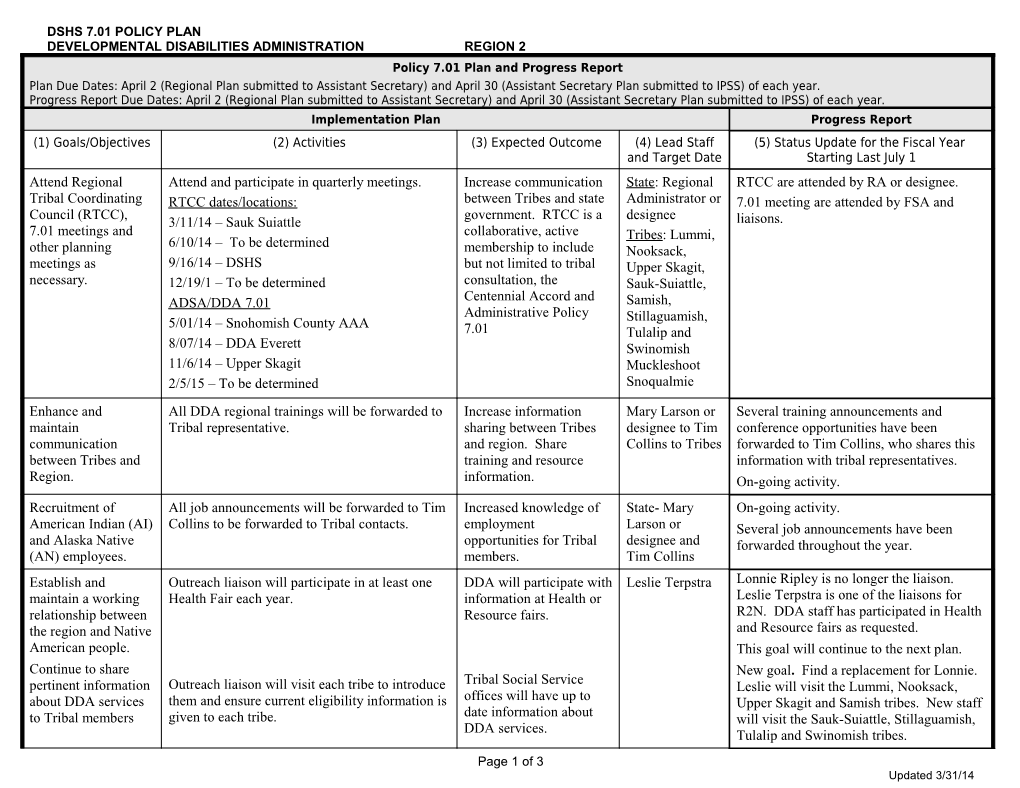 Dshs 7.01 Policy Plan