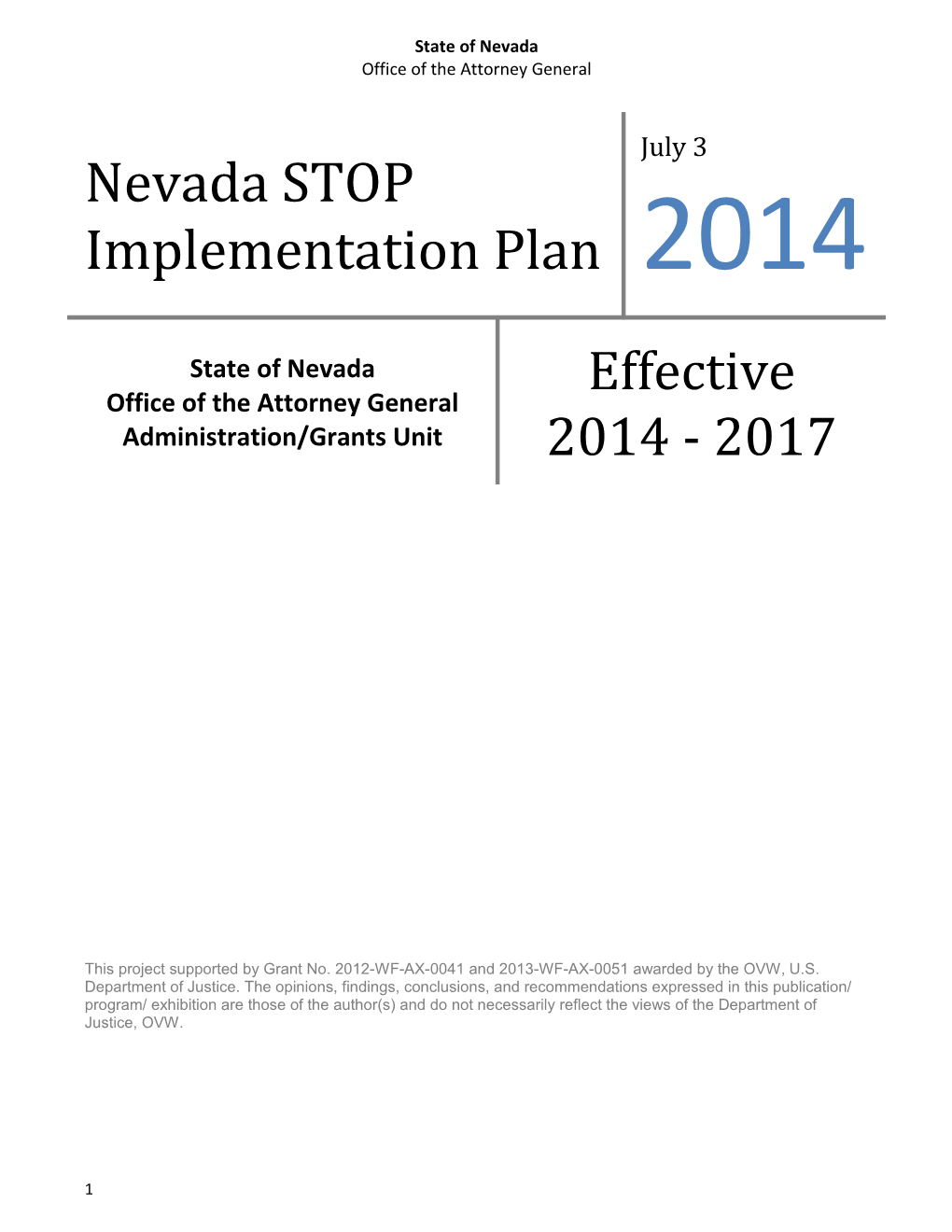 Nevada STOP Implementation Plan