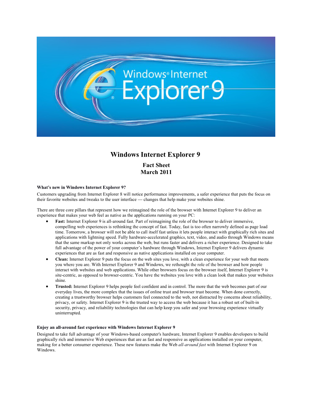 What S New in Windows Internet Explorer 9?
