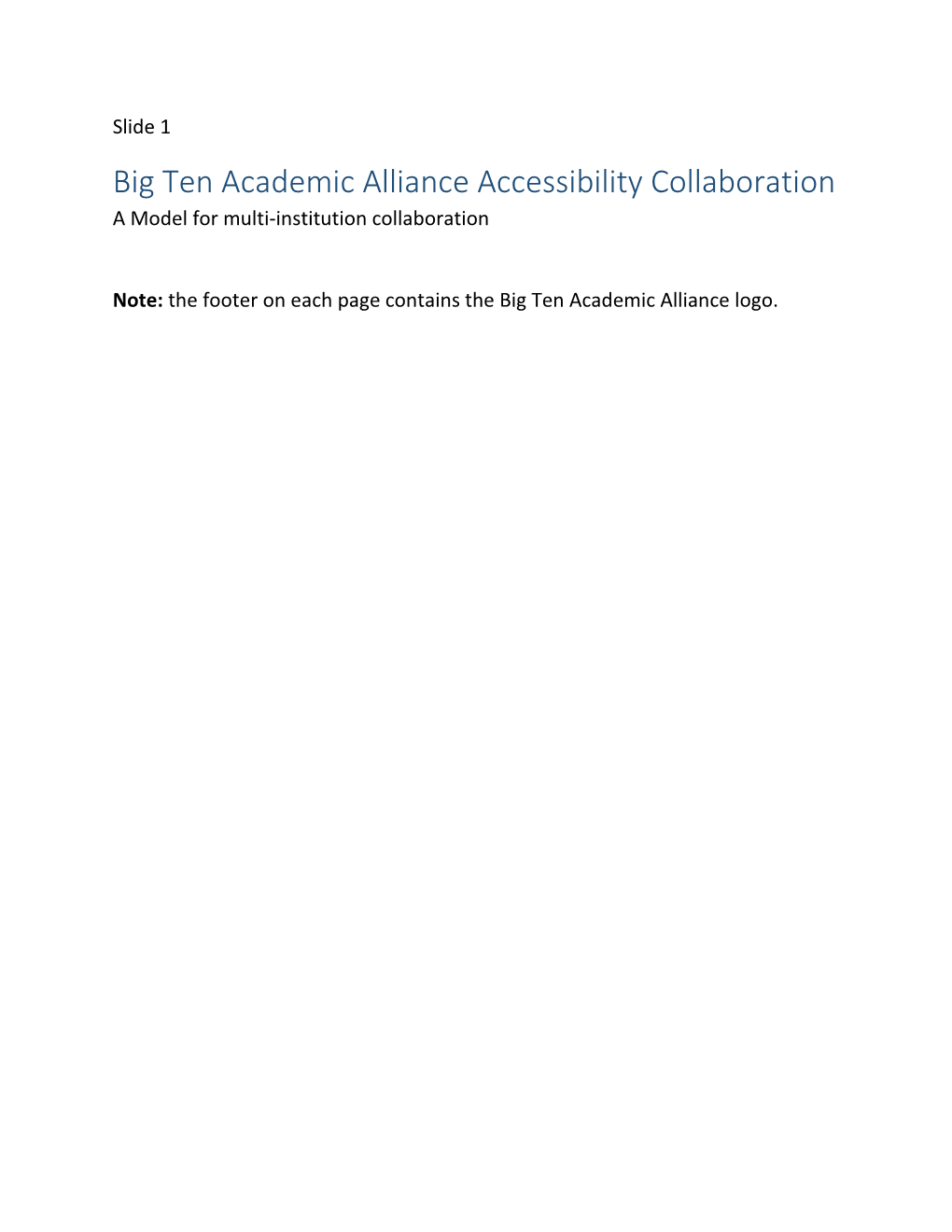 Big Ten Academic Alliance Accessibility Collaboration