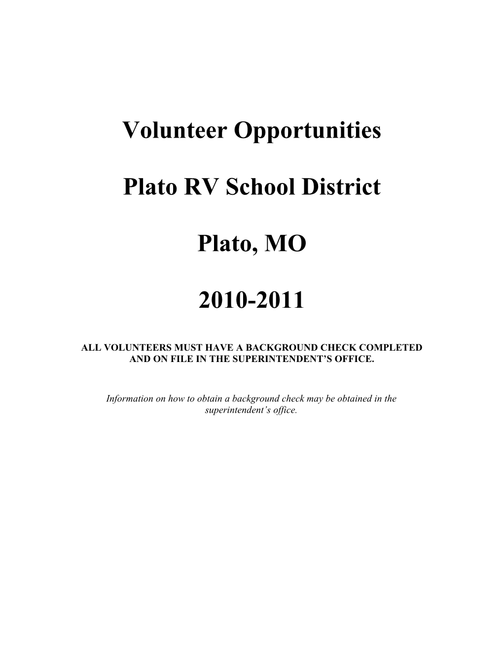 Volunteer Resource Catalog