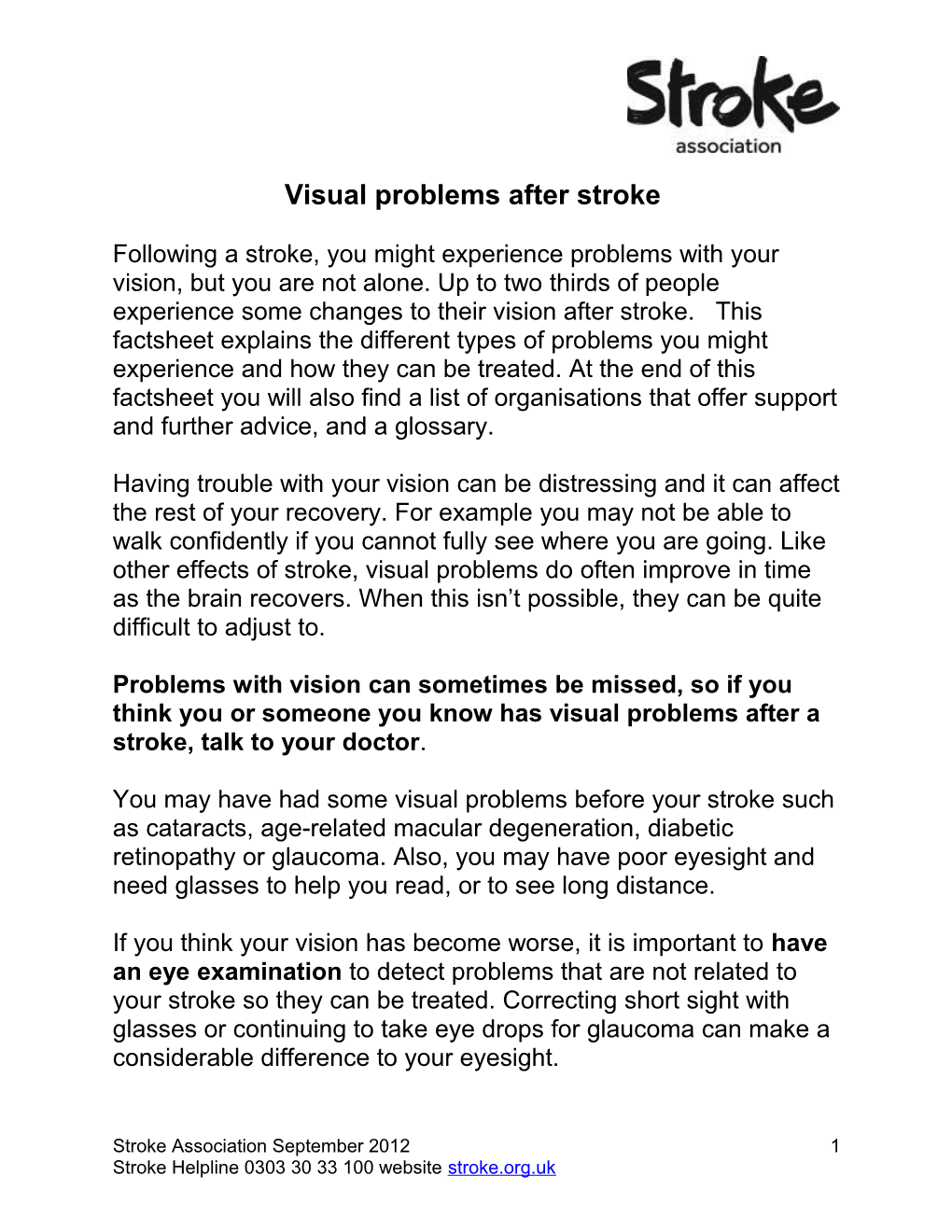 F37 Visual Problems After Stroke