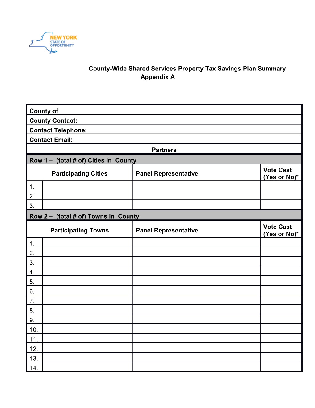 County-Wide Shared Services Property Tax Savings Plan Summary