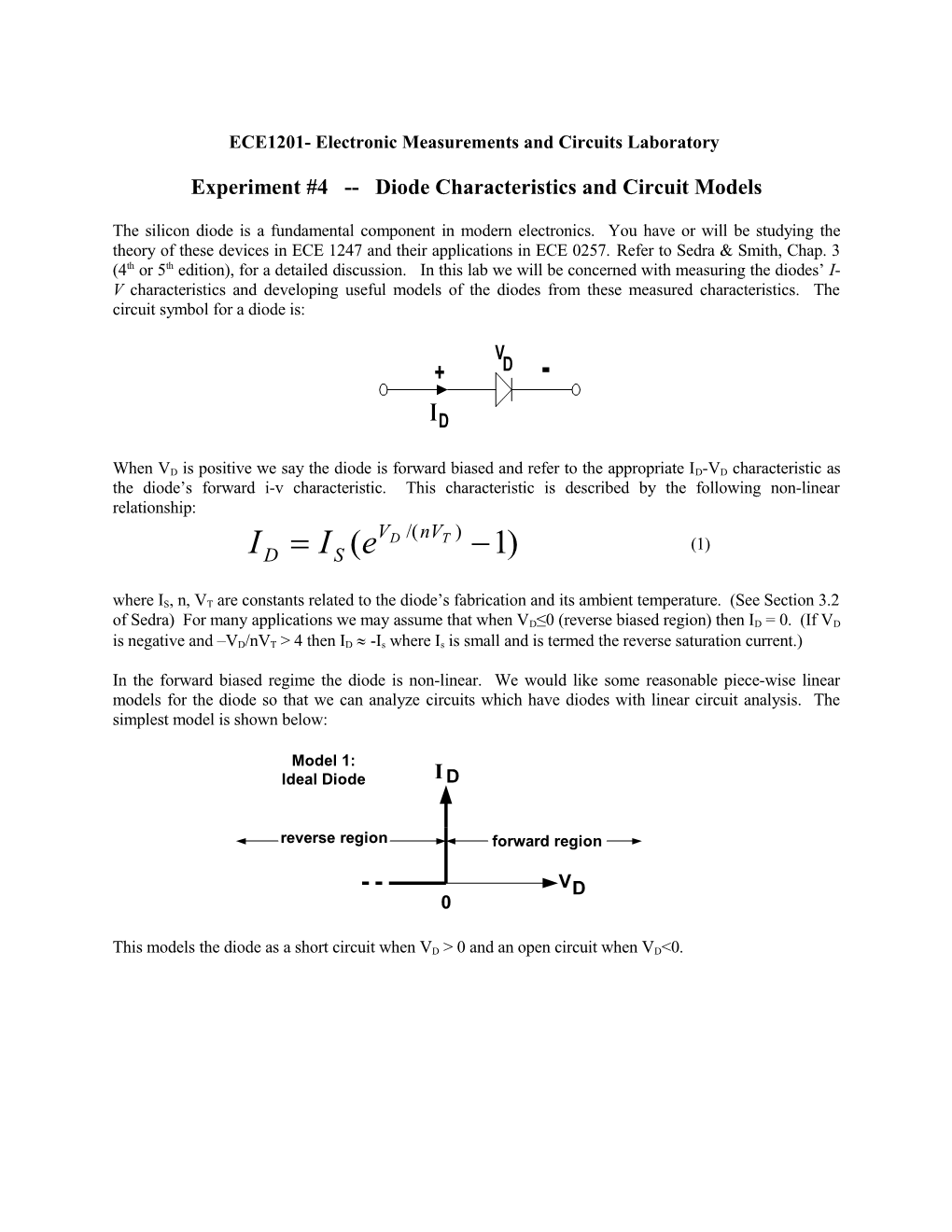 ECE1201- Electronic Measurements and Circuits Laboratory