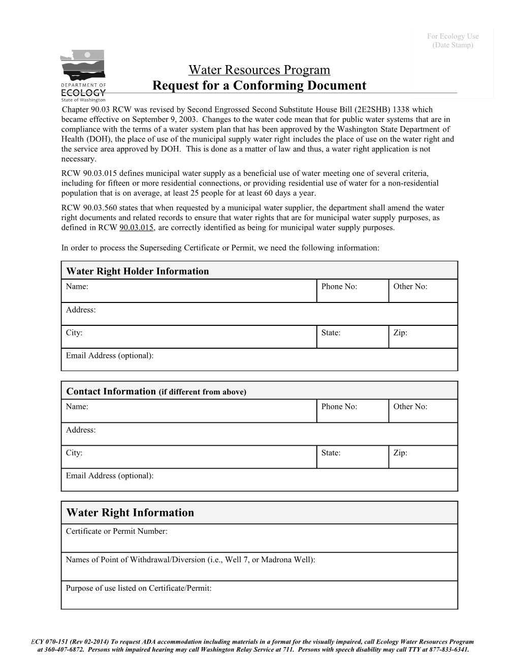 Request for a Conforming Document