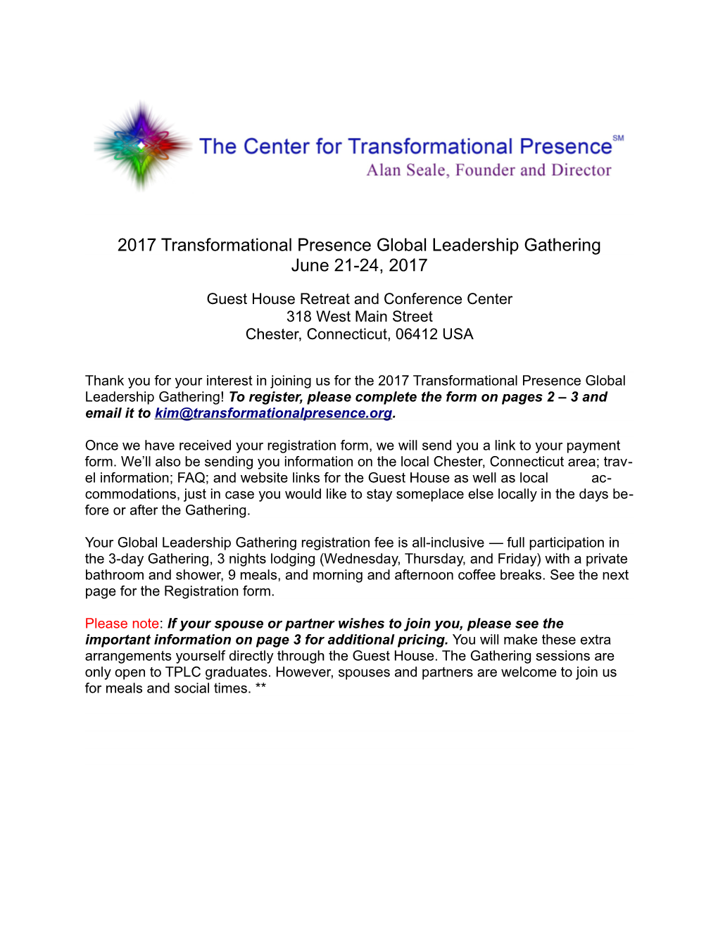 2017 Transformational Presence Global Leadership Gathering