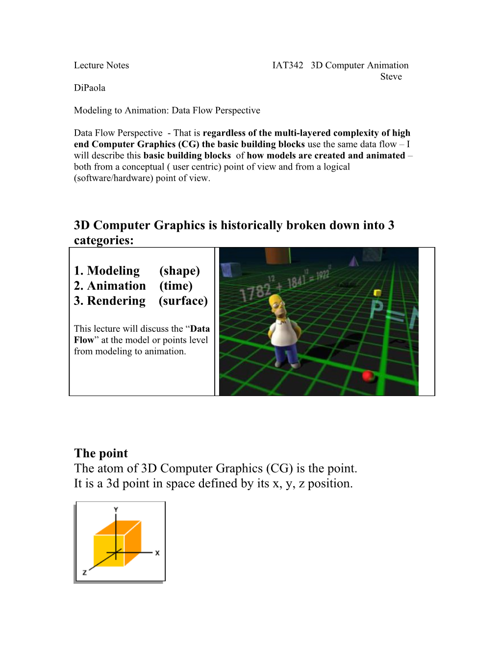 Lecture Notes IAT342 3D Computer Animation Steve Dipaola