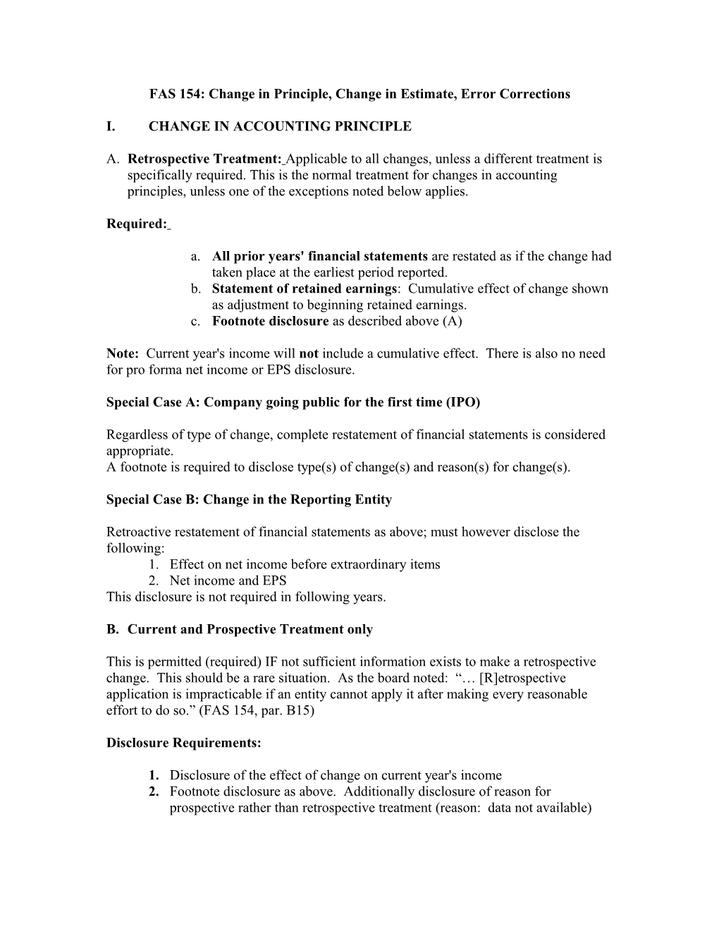 APB 20 - Change in Principle, Change in Estimate, Error Corrections