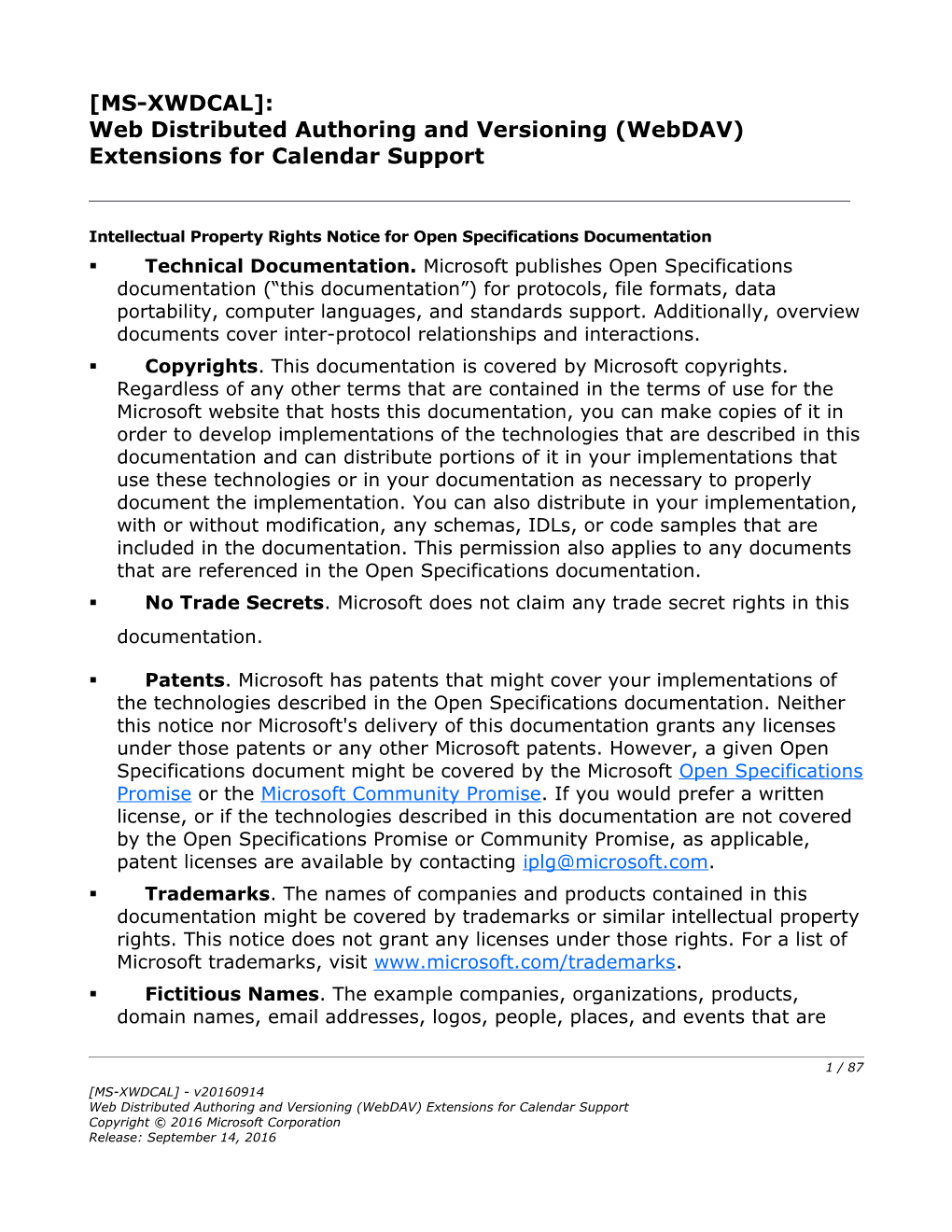 Web Distributed Authoring and Versioning (Webdav) Extensions for Calendar Support