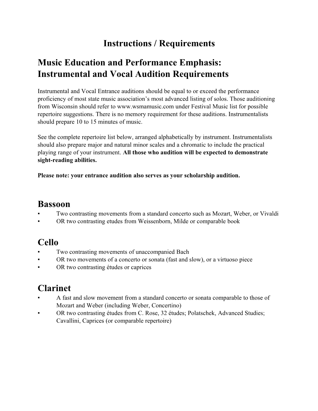 Music Education and Performance Emphasis