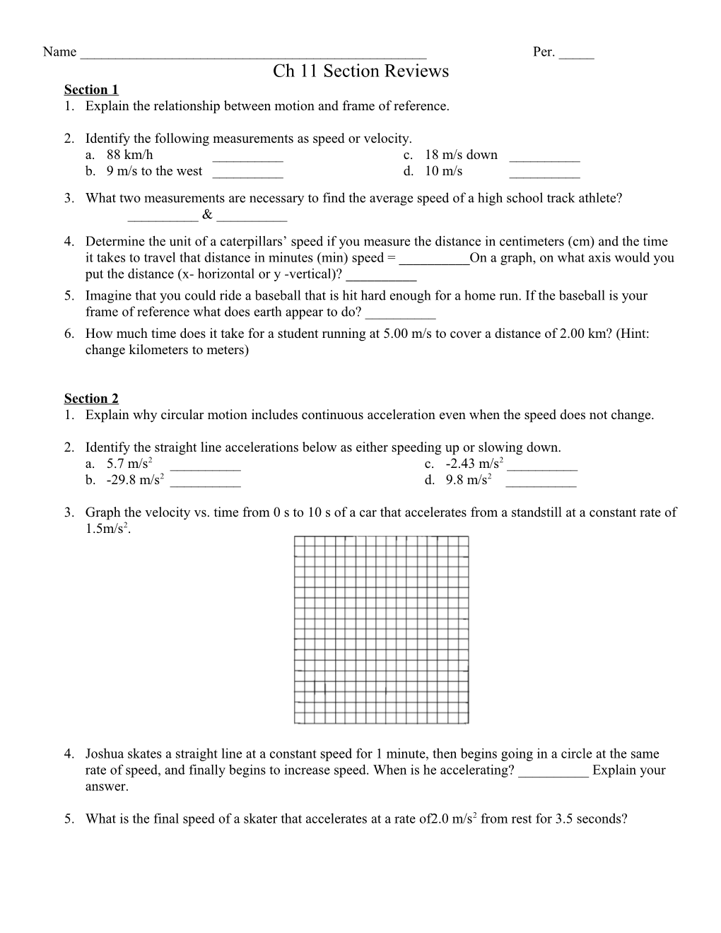 Ch 11 Section Reviews