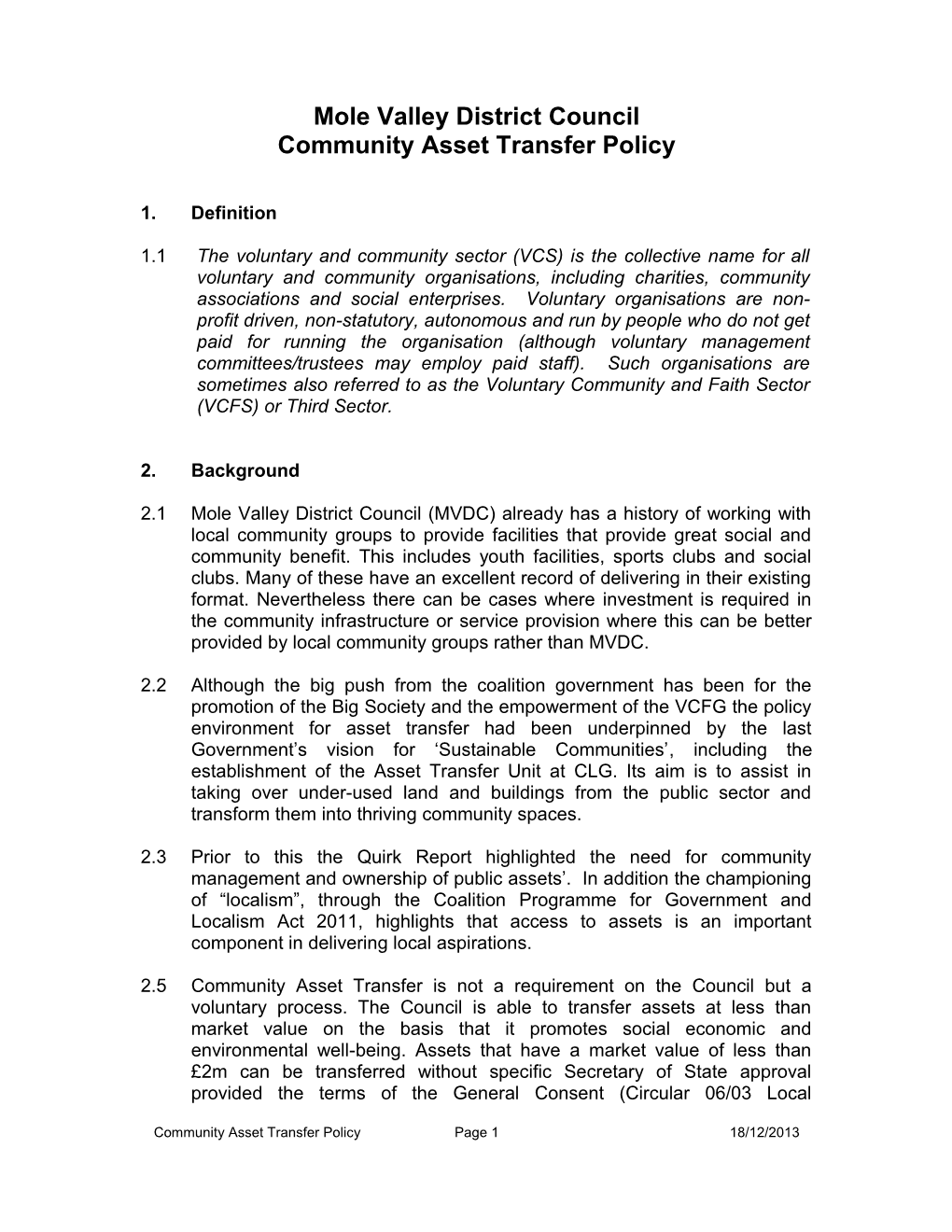 The Voluntary and Community Sector Strategy