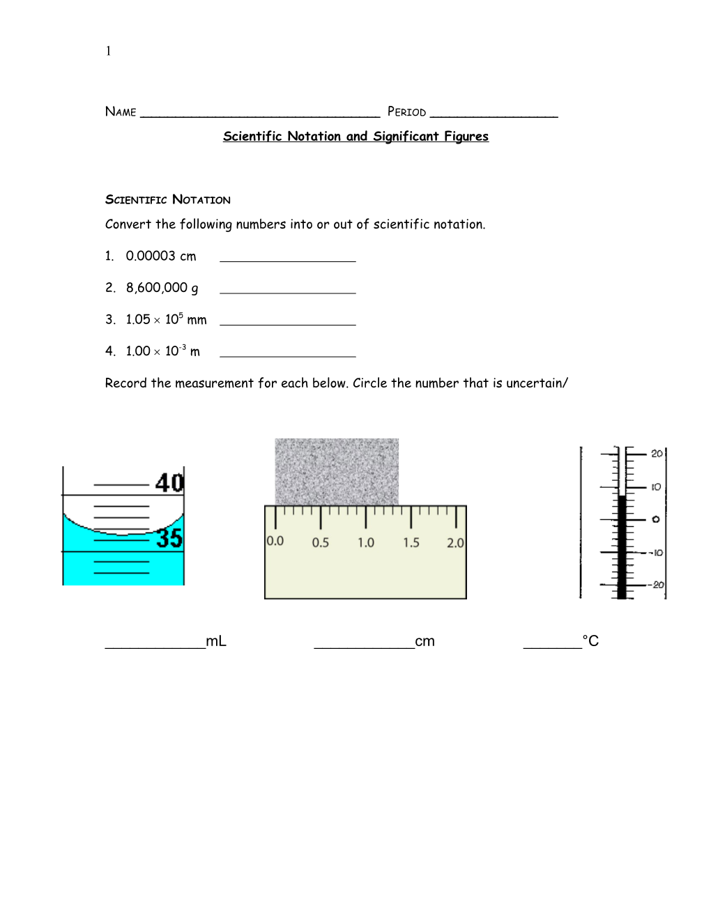 Scientific Notation and Significant Figures