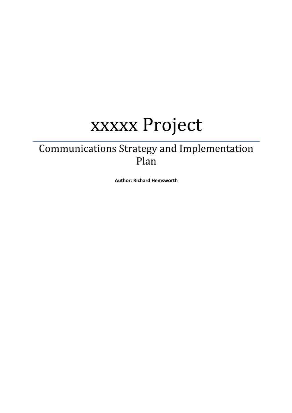 Communications Strategy and Implementation Plan
