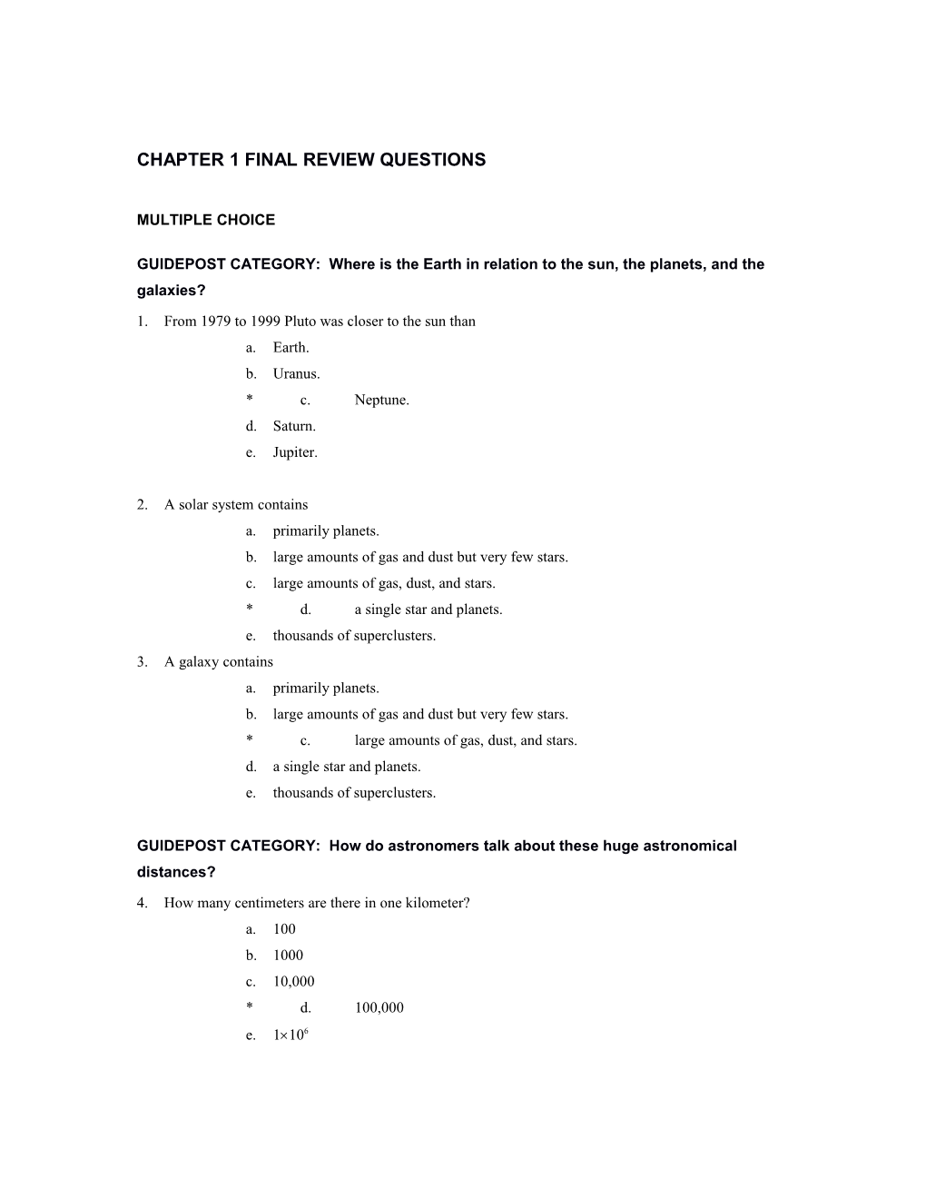 Chapter 1 Final Review Questions