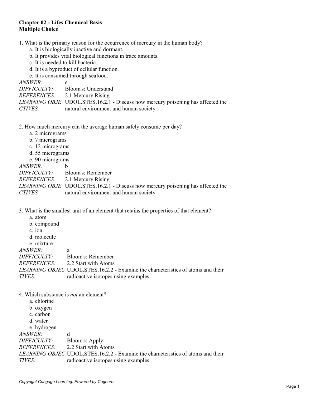 Chapter 02 - Lifes Chemical Basis