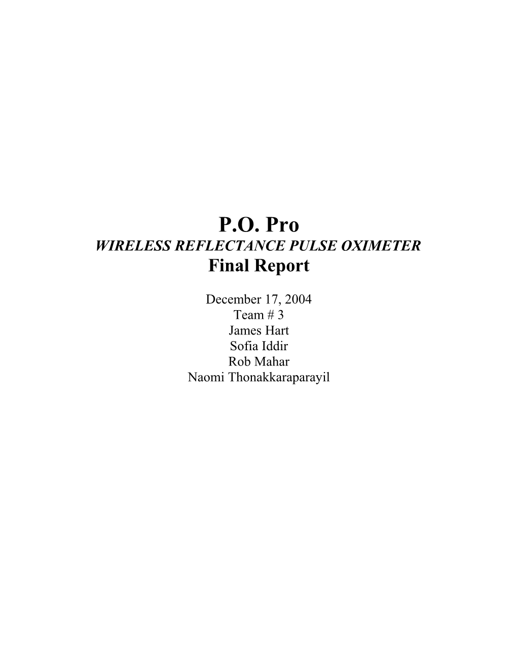 Wireless Reflectance Pulse Oximeter