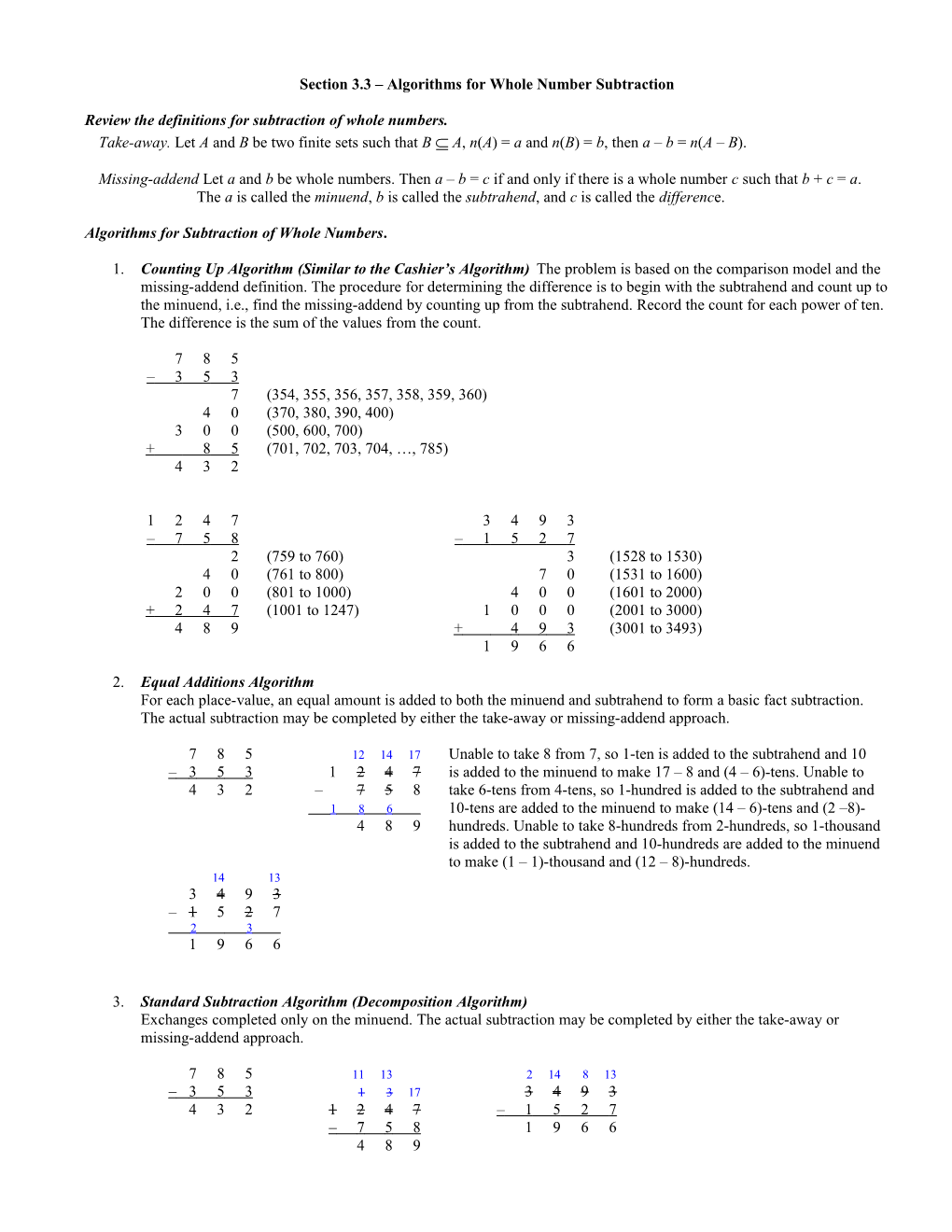 Day 8 Algorithms for Whole Number Addition