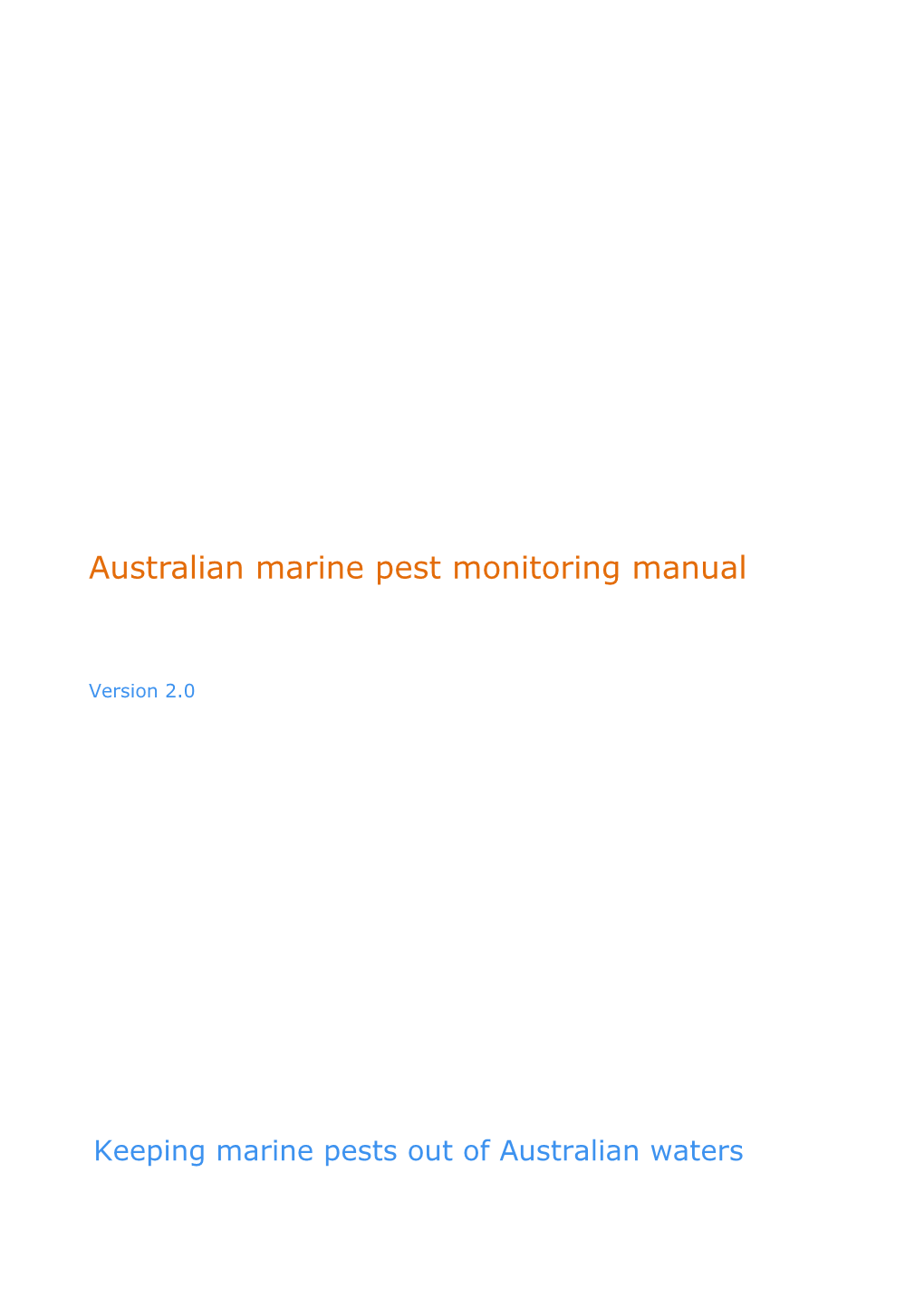 Australian Marine Pest Monitoring Manual