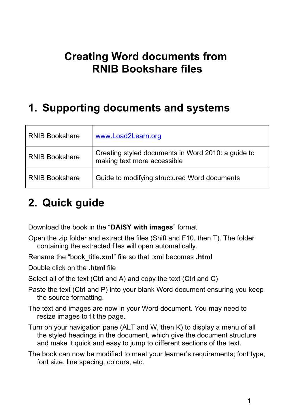 Creating Word Documents from RNIB Bookshare Files