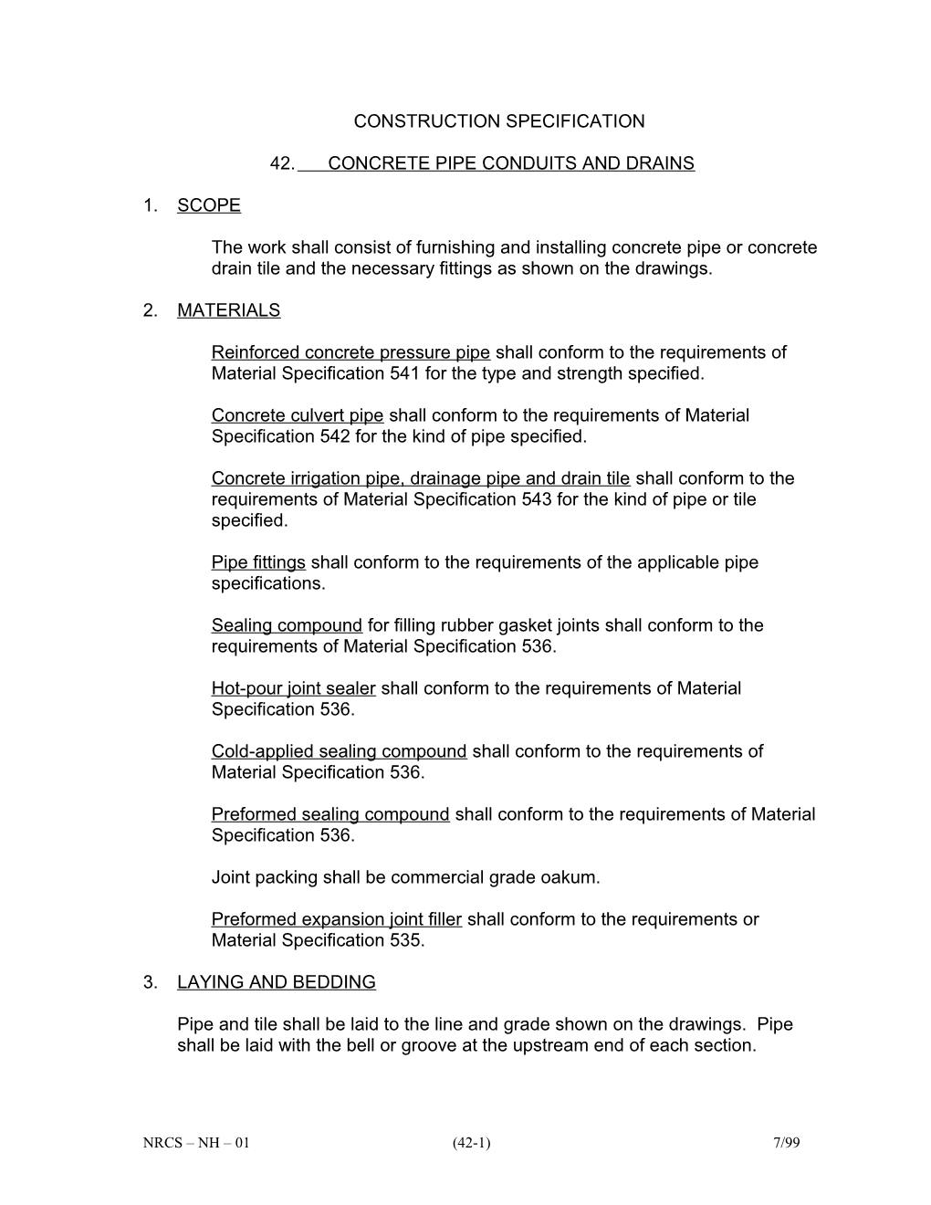 42. Concrete Pipe Conduits and Drains